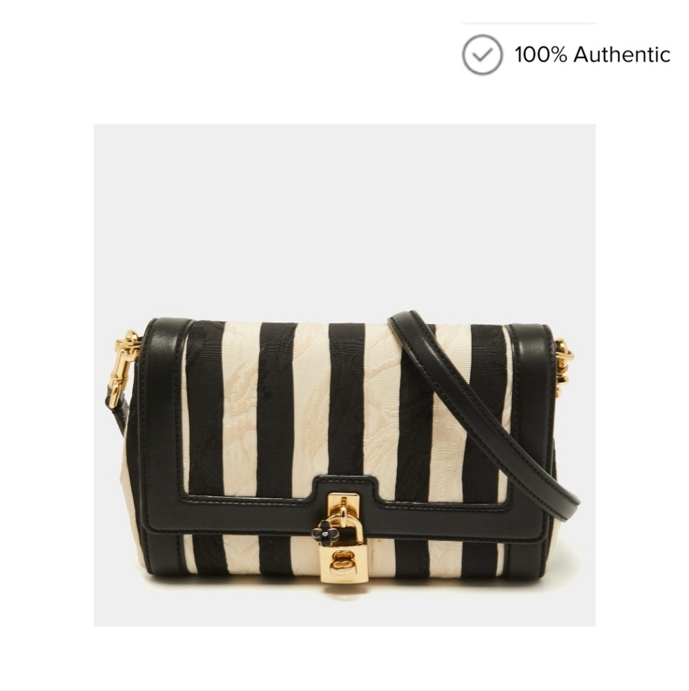 D&G Black and Cream Striped Shoulder Bag